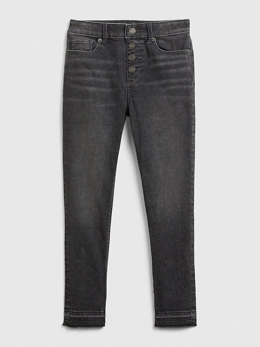 1 of 8 showing, with the color black wash of product Kids High Rise Ankle Jeggings with Max Stretch