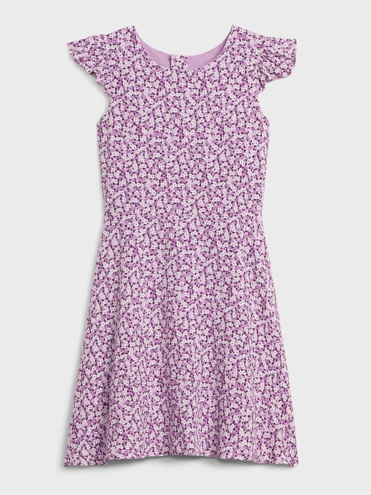 1 of 8 showing, with the color ivory frost floral of product Kids Ruffle Dress