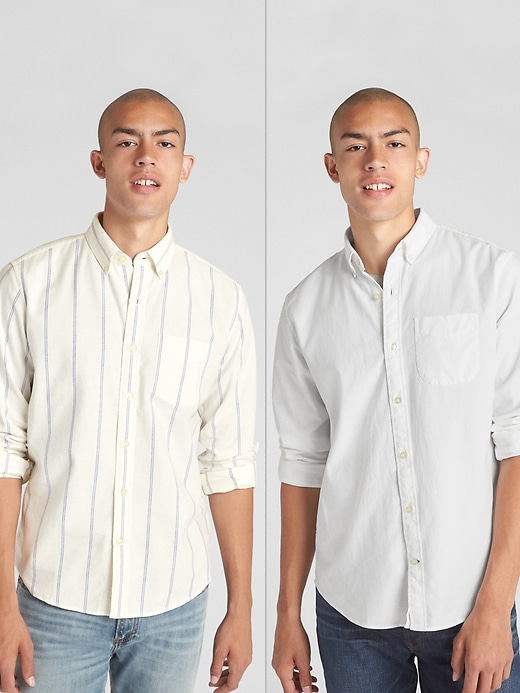 2 of 8 showing, with the color white of product Lived-In Stretch Oxford Shirt in Untucked Fit