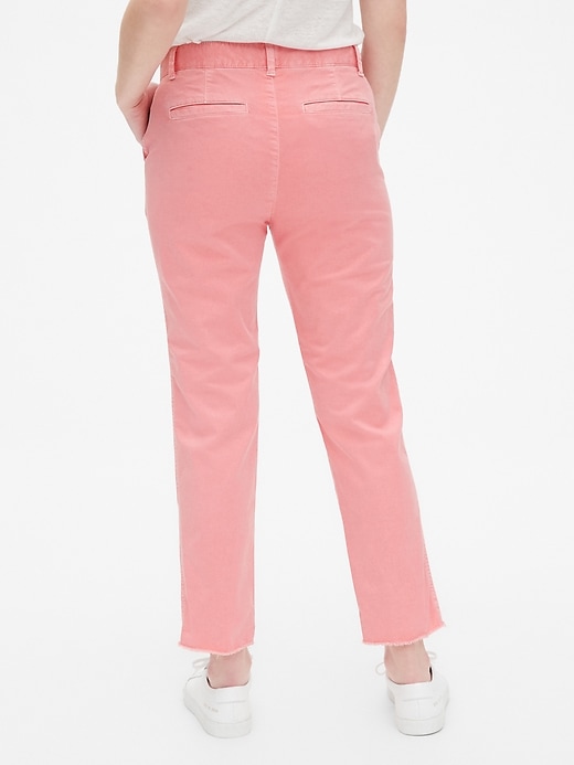 2 of 8 showing, with the color yellow of product Girlfriend Twill Stripe Khakis with Raw Hem