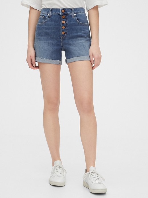 Image number 1 showing, 4" High Rise Denim Shorts