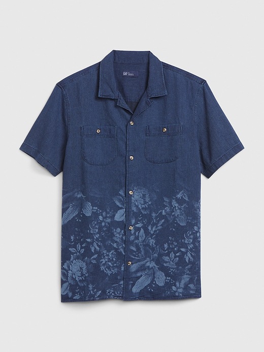 1 of 8 showing, with the color laser indigo floral of product Button-Front Shirt