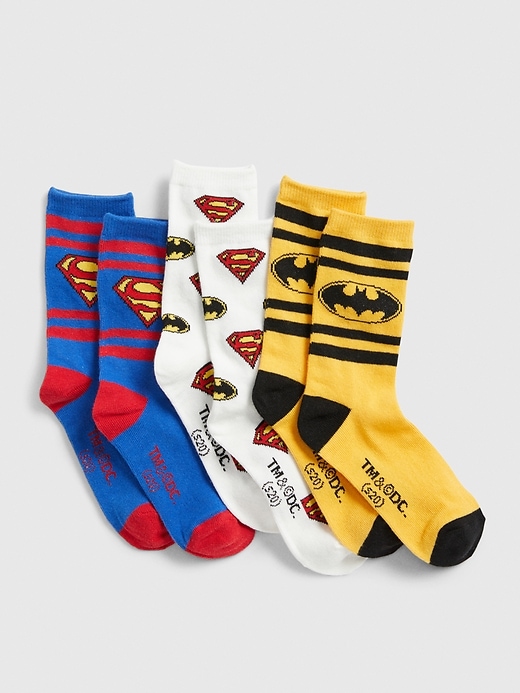 1 of 8 showing, with the color multi of product GapKids &#124 DC™ Superhero Crew Socks (3-Pack)