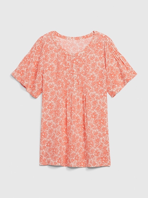 1 of 8 showing, with the color coral floral print of product Maternity Pintuck Top in Modal