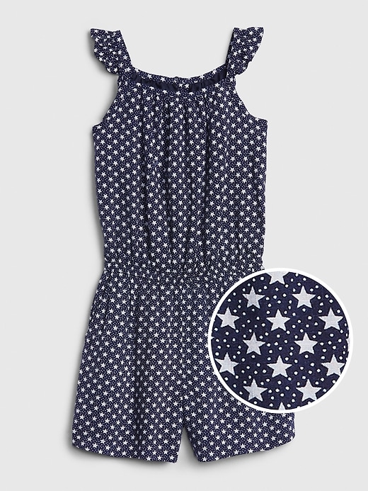 1 of 8 showing, with the color navy stars of product Kids Ruffle Sleeveless Romper