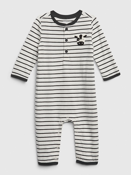 View large product image 1 of 1. Baby Organic Cotton Stripe Long Sleeve One-Piece