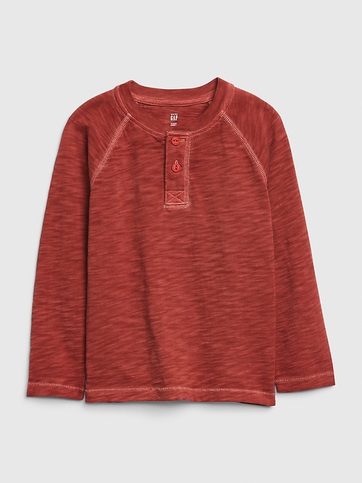 1 of 8 showing, with the color red hawk of product Toddler Long Sleeve Henley Shirt
