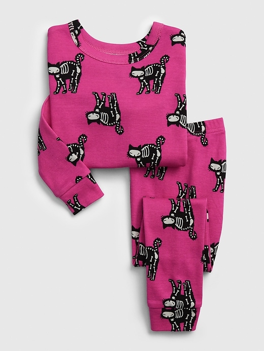 1 of 8 showing, with the color happy pink of product babyGap Black Cat Graphic Long Sleeve PJ Set