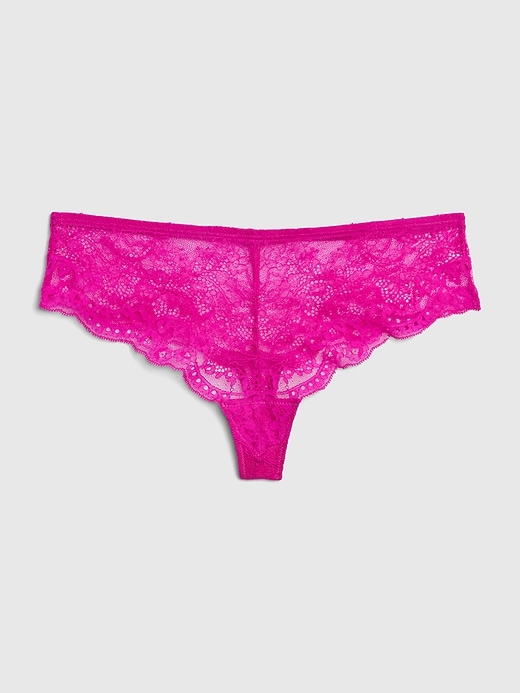 1 of 8 showing, with the color hot magenta pink of product Lace Thong