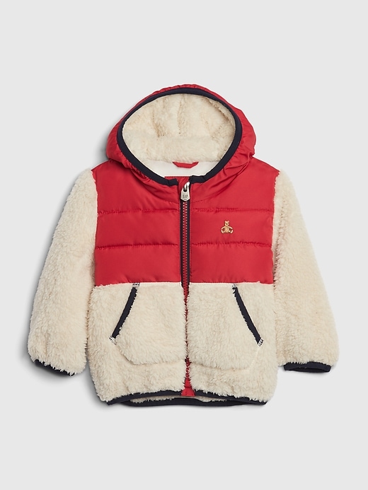 1 of 8 showing, with the color modern red of product Baby Sherpa Puffer Jacket