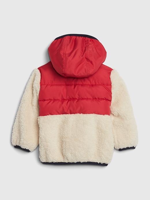 2 of 8 showing, with the color modern red of product Baby Sherpa Puffer Jacket