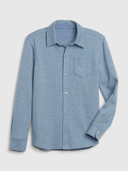 1 of 8 showing, with the color light indigo of product Kids Button-Up Shirt