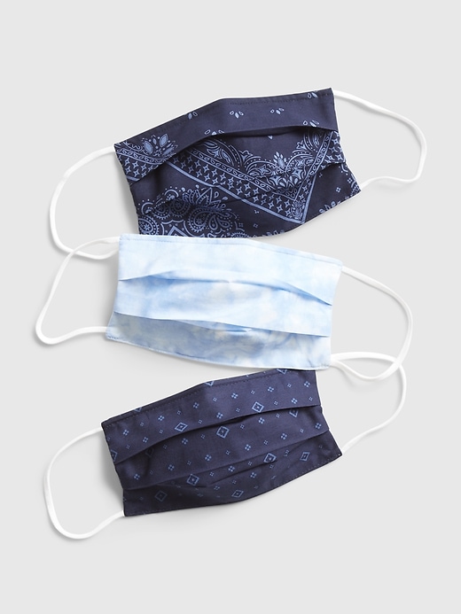1 of 8 showing, with the color blue bandana of product Adult Unisex Full-Coverage Accordion Mask (3-Pack)