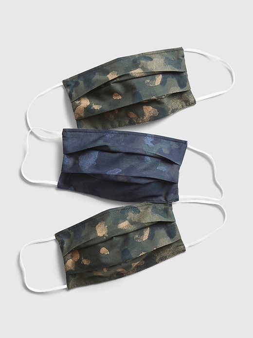 1 of 8 showing, with the color green camo of product Adult Unisex Full-Coverage Accordion Mask (3-Pack)