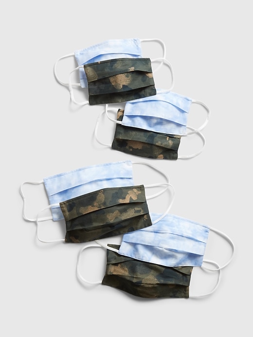 1 of 8 showing, with the color olive green camo of product Family Unisex Full-Coverage Accordion Mask (8-Pack)