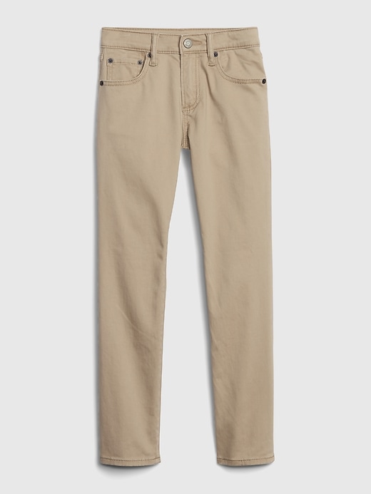 1 of 8 showing, with the color iconic khaki of product Kids Soft Wear Slim Jeans with Washwell™