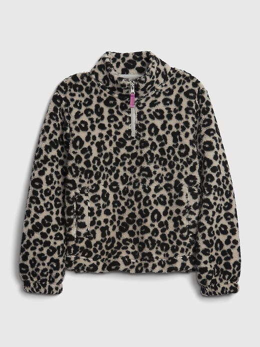 Image number 1 showing, Kids Leopard Print Sherpa Sweatshirt