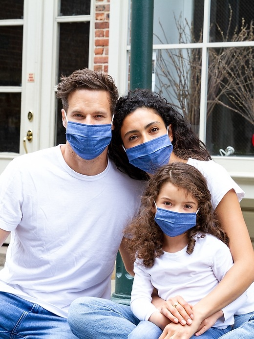 2 of 8 showing, with the color blue bandana of product Adult Unisex Full-Coverage Accordion Mask (3-Pack)