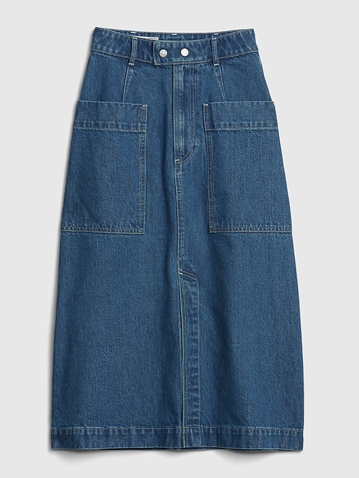 Image number 6 showing, A-line Denim Midi Skirt