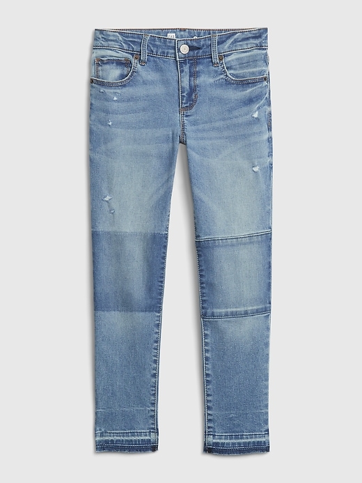 Image number 1 showing, Kids Patch Skinny Ankle Jeans with Stretch
