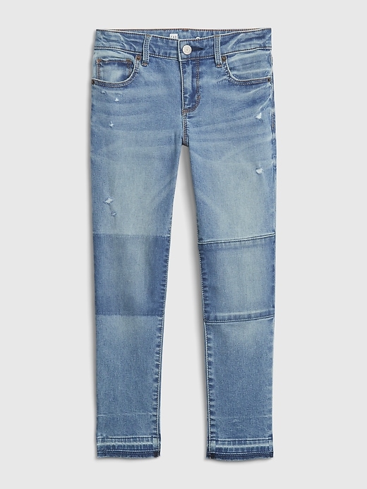 1 of 8 showing, with the color medium wash of product Kids Patch Skinny Ankle Jeans with Stretch