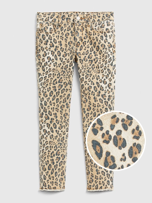 1 of 8 showing, with the color leopard of product Kids Leopard Print Skinny Jeans with Stretch