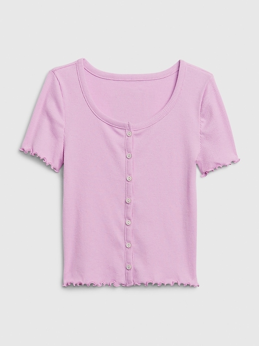 2 of 8 showing, with the color orchid pink of product Teen Shrunken Ribbed Knit T-Shirt