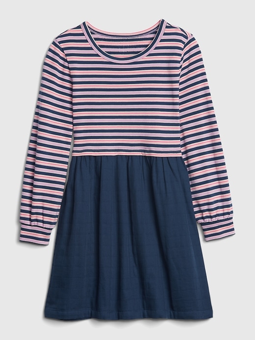 1 of 8 showing, with the color multi stripe of product Kids Mix-Media Skater Dress