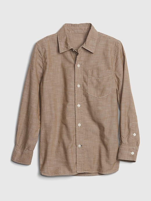 1 of 8 showing, with the color natural beige of product Kids Chambray Shirt