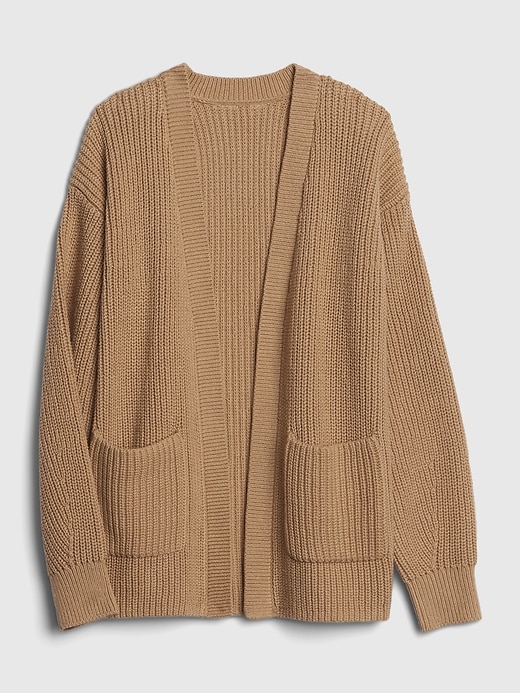 1 of 8 showing, with the color deerfield brown of product Kids Open-Front Cardigan