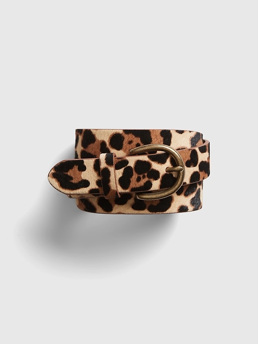 1 of 8 showing, with the color leopard print of product Calf Hair Harness Belt