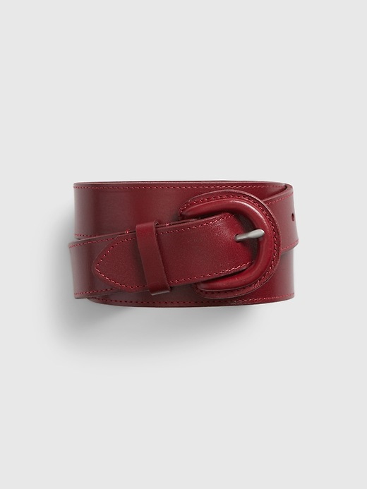 1 of 8 showing, with the color pinot noir red of product Leather Cover Buckle Belt