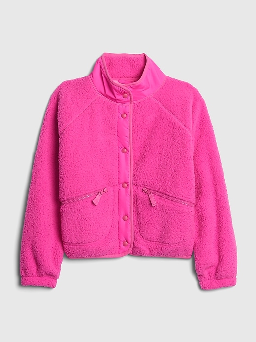 2 of 8 showing, with the color phoebe pink of product Teen Cropped Sherpa Bomber Jacket