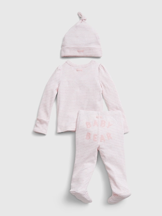2 of 8 showing, with the color light pink heather of product Baby First Favorite Kimono Outfit Set