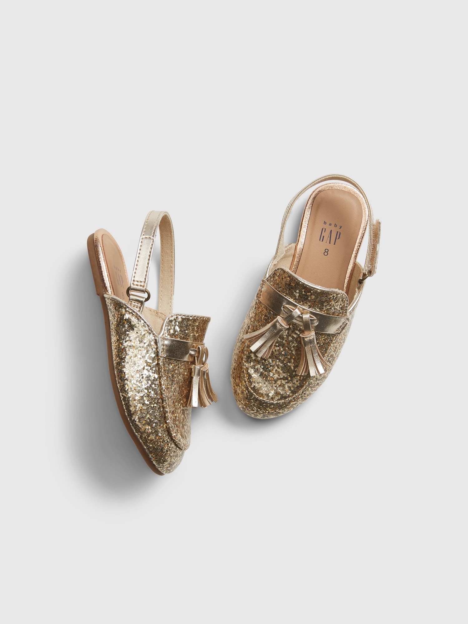 gold glitter slip on shoes