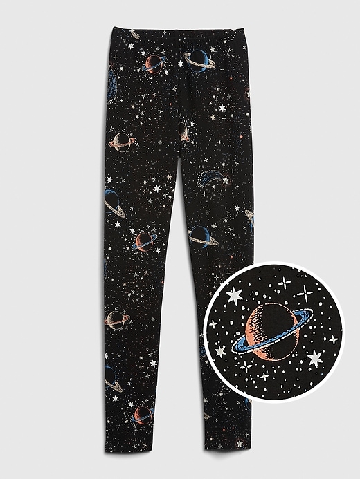 1 of 8 showing, with the color moonless night multi of product Kids Graphic Leggings in Stretch Jersey