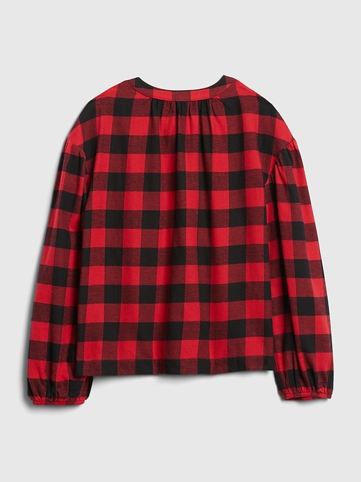 Image number 3 showing, Kids Plaid Puff Sleeve Henley Shirt