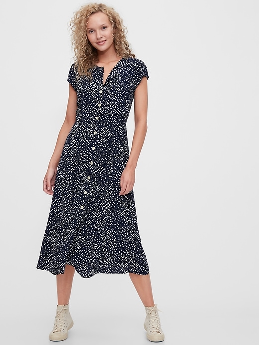 Image number 1 showing, Button-Front Midi Dress