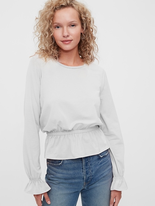 View large product image 1 of 1. Ruffle Sleeve Blouse