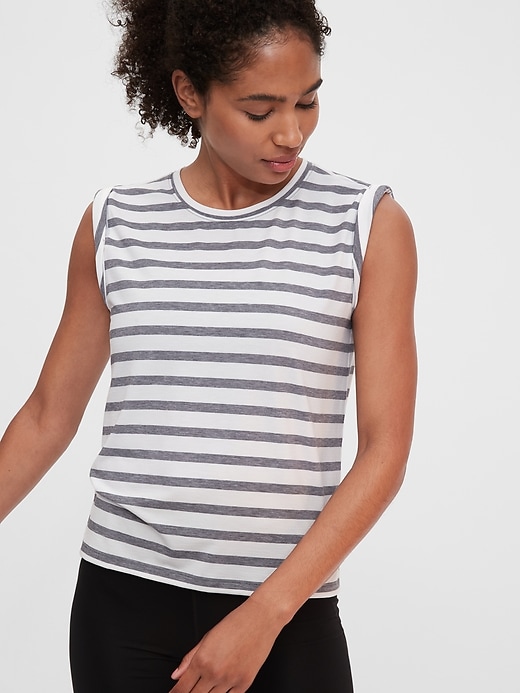 View large product image 1 of 1. GapFit Breathe Rolled-Sleeve Tank