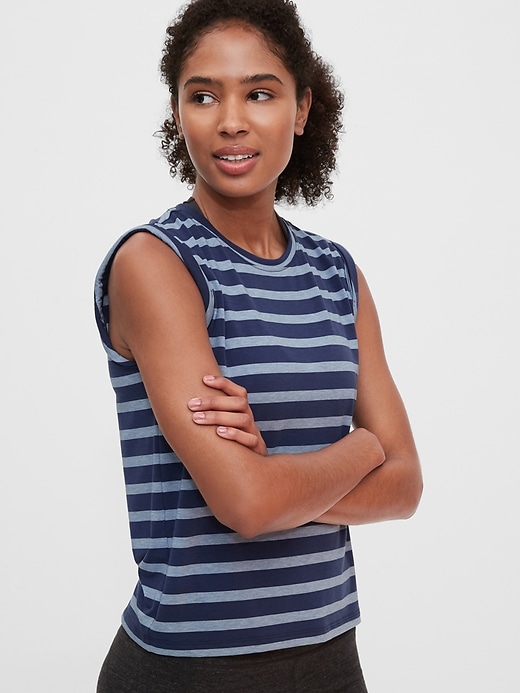 Image number 1 showing, GapFit Breathe Rolled-Sleeve Tank