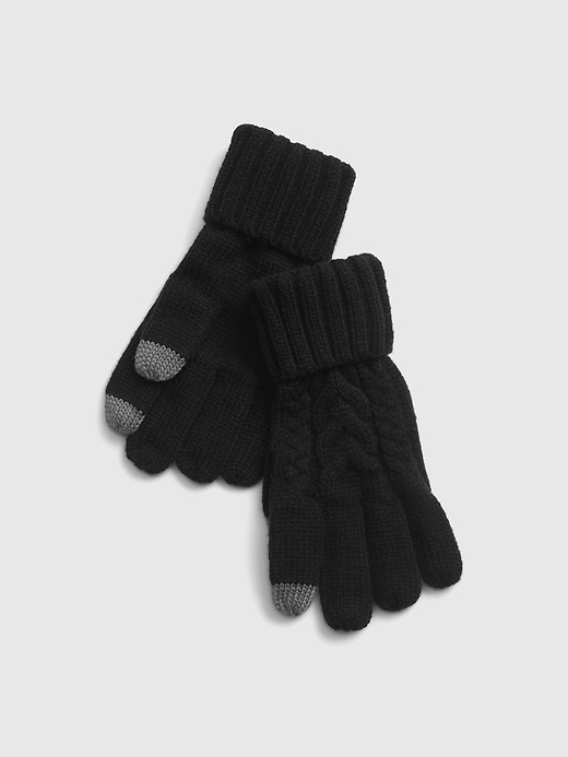 View large product image 1 of 1. Kids Smartphone Cable Knit Gloves