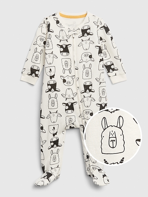 1 of 8 showing, with the color ivory frost of product babyGap Organic Cotton Footed One-Piece
