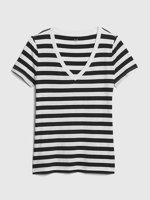 1 of 8 showing, with the color black stripe of product Vintage Wash Stripe V-Neck T-Shirt