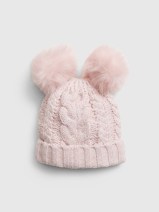 View large product image 1 of 1. Toddler Pom-Pom Cable-Knit Hat