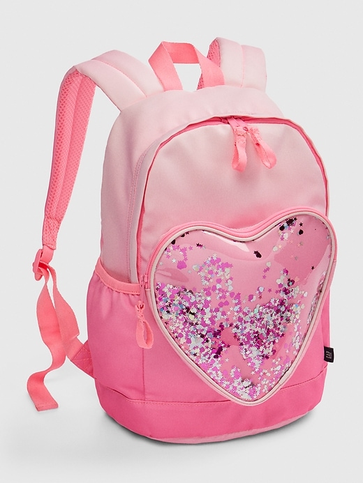 1 of 8 showing, with the color pink ombre of product Kids Ombre Heart Confetti Junior Backpack