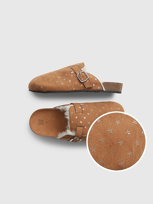 1 of 8 showing, with the color cognac brown of product Kids Sherpa Lined Slip-Ons