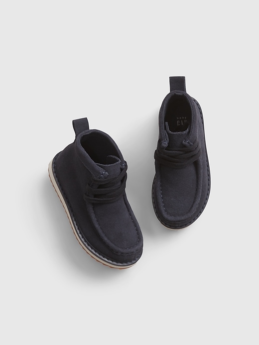 View large product image 1 of 1. Toddler Navy Moc-Toe Boots