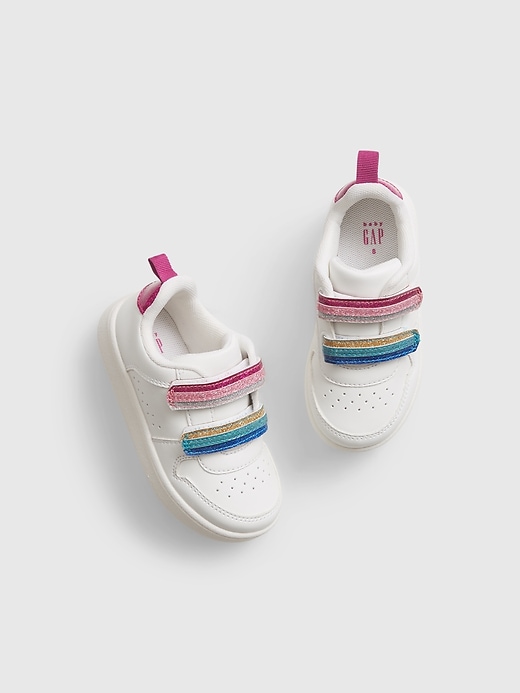 1 of 8 showing, with the color white of product Toddler Rainbow Velcro Sneakers