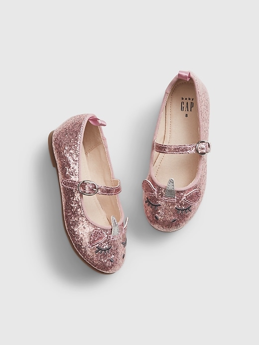 1 of 8 showing, with the color glitter of product Toddler Unicorn Ballet Flats